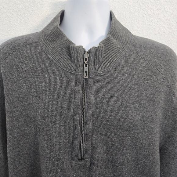 Tommy Bahama Men's Size XL Reversible 1/4 Zip Pullover Sweater Gray/ Purple - Picture 2 of 6
